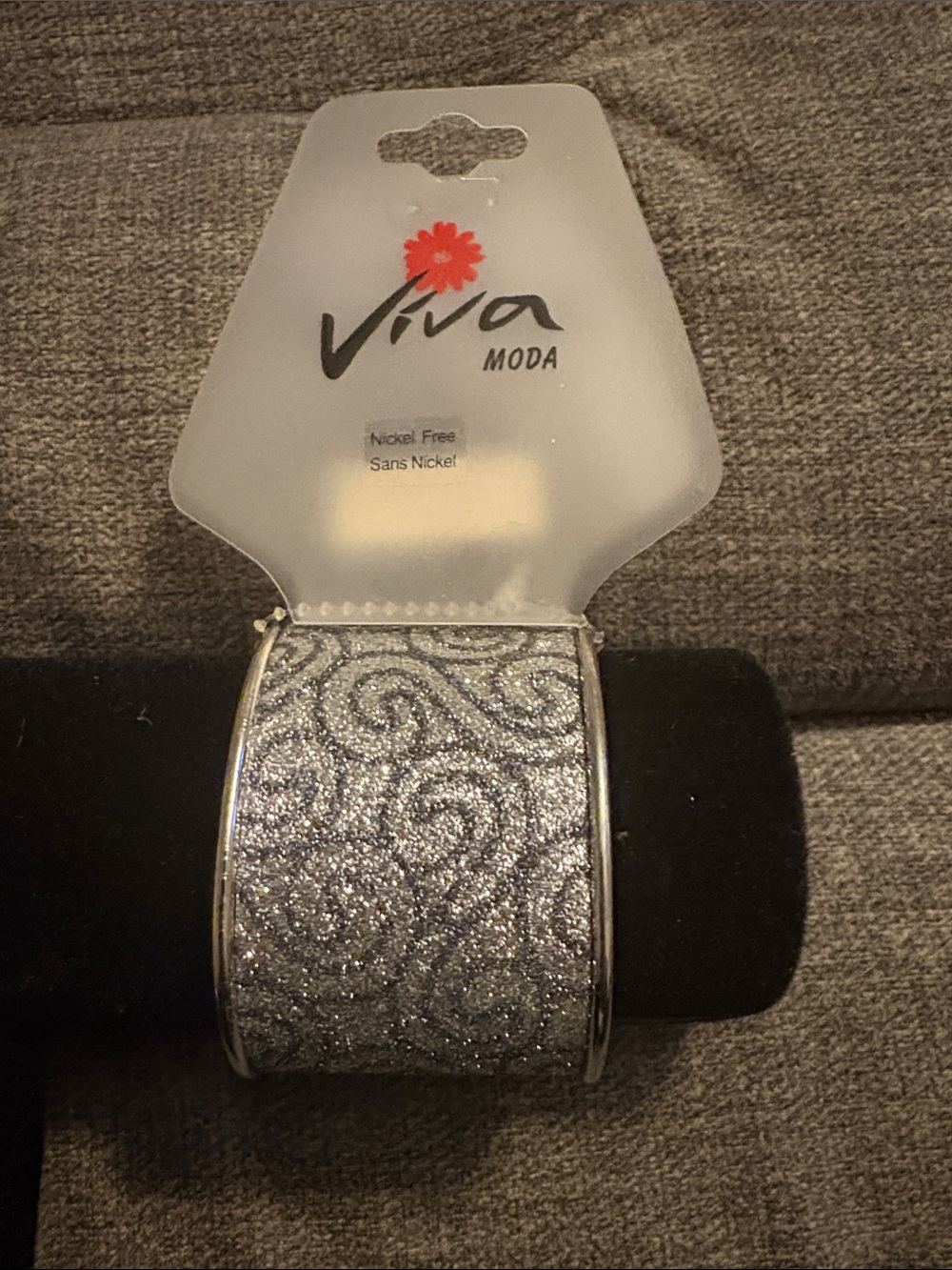 Silver Glitter Swirl Cuff Bracelet
